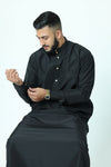 Black Luxury Thobe With Gold Buttons