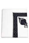 Yemeni shawl with blue embroidery شال ابيض مع تطريز ازرق