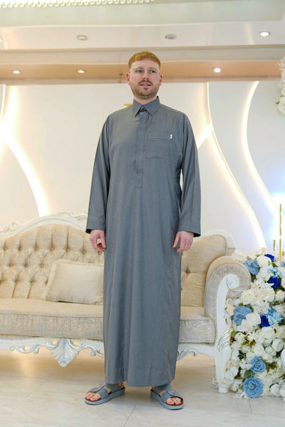 Premium Gray Winter Fabric Thobe