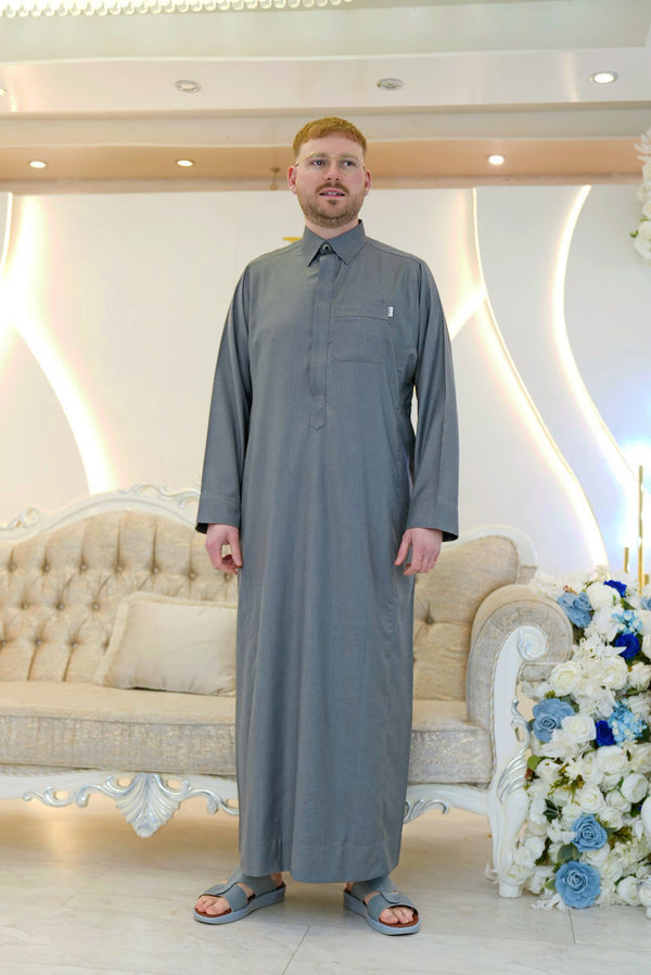 Premium Gray Winter Fabric Thobe