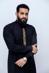 Embroidery Black and Gold Thobe